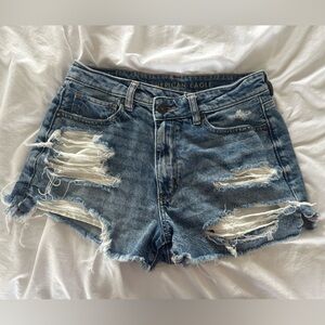 American Eagle Outfitters Blue Jean Shorts with Distressed Style